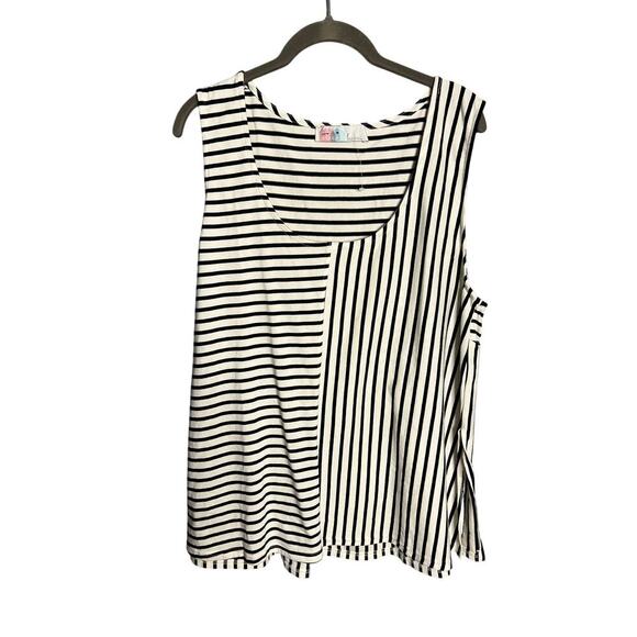 NEW Free People Julie Striped Tunic Black White Stripe Oversized Cotton Tank - Picture 3 of 6